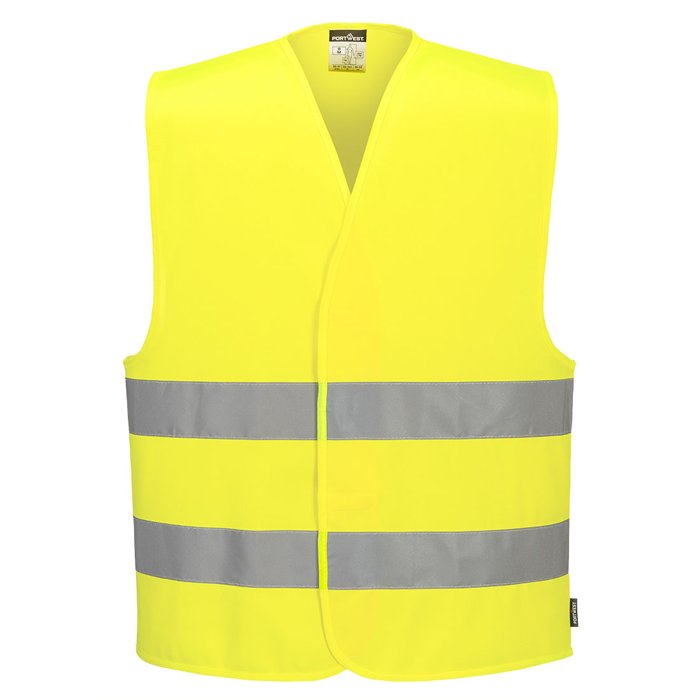 Gilet ad alta visibilità giallo con due bande orizzontali